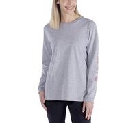 Carhartt Camiseta de manga larga con logotipo gráfico, Loose Fit, tejido grueso Para Mujer, Jaspeado gris, M