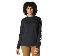 Carhartt Camiseta de manga larga con logotipo gráfico, Loose Fit, tejido grueso Para Mujer, Negro, M
