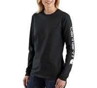 Carhartt Camiseta de manga larga con logotipo gráfico, Loose Fit, tejido grueso Para Mujer, Negro, M