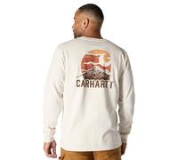 Carhartt Camiseta de manga larga pesada con gráfico de montaña para hombre, Malt, Medium