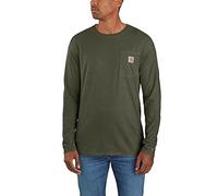 Carhartt Camiseta de trabajo para hombre Force Relaxed Fit Midweight Long-Sleeve Pocket, Basil Heather, L