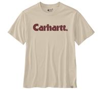 Carhartt Camiseta gráfica ligera de manga corta con logotipo para hombre, ajuste relajado, Leche de avena 1, Medium