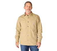 Carhartt Camiseta para Hombre Rugged Flex Relaxed Fit Canvas Fleece Lined Snap-Front Jac Work Work Utility Button Down, Caqui Oscuro, S