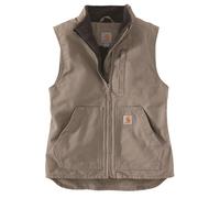 Carhartt Chaleco utilitario en lona de algodón con efecto desgastado Sherpa Lined, cuello perkins, Relaxed Fit Para Mujer, Gris topo, M