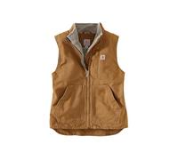 Carhartt Chaleco para mujer, corte relajado, lavado de pato Sherpa, con forro, cuello mock, para trabajo, marrón, XS