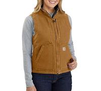 Carhartt Chaleco para mujer, corte relajado, lavado de pato Sherpa, con forro, cuello mock, para trabajo, marrón, XS