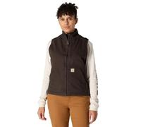 Carhartt Chaleco utilitario en lona de algodón con efecto desgastado Sherpa Lined, cuello perkins, Relaxed Fit Para Mujer, Marrón oscuro, L