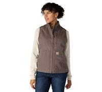 Carhartt Chaleco utilitario en lona de algodón con efecto desgastado Sherpa Lined, cuello perkins, Relaxed Fit Para Mujer, Gris topo, S