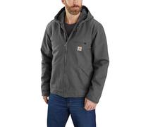 Carhartt Chaqueta de trabajo con forro de sherpa de pato lavado para hombre, ajuste relajado, gris oscuro, S
