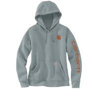 Carhartt Clarksburg Logo Sudadera con capucha para mujer, gris/naranja, Talla S