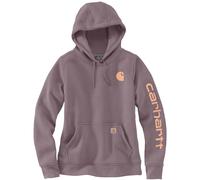 Carhartt Clarksburg Logo Sudadera con capucha para mujer, gris/rojo, Talla L
