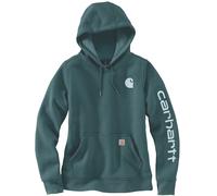 Carhartt Clarksburg Logo Sudadera con capucha para mujer, Verde/Azul, Talla M