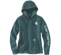 Carhartt Clarksburg Logo Sudadera con capucha para mujer, Verde/Azul, Talla XL