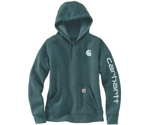 Carhartt Clarksburg Logo Sudadera con capucha para mujer, Verde/Azul, Talla XS