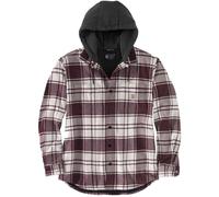 Carhartt Flannel Fleece Lined Hooded Camisa, Blanco, Talla L