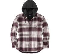 Carhartt Flannel Fleece Lined Hooded Camisa, Blanco, Talla S