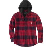 Carhartt Flannel Fleece Lined Hooded Camisa, rojo, Talla M
