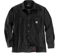 Carhartt Camisa de trabajo Rugged Flex Relaxed Fit, forro polar, lona, botones a presión, Negro M
