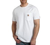 Carhartt Force-Camiseta de Manga Corta con Bolsillo y Ajuste Relajado Camisa de utilidades de Trabajo, Blanco, L para Hombre