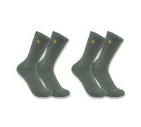 Carhartt Force Midweight Crew Sock 2 Pack Calcetines de Trabajo, Verde Oliva, L (Pack de 2) para Hombre