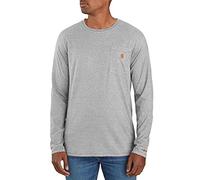 Carhartt Force Relaxed Fit-Camiseta de Manga Larga con Bolsillo de Peso Medio Ajuste Relajado, Gris (Carbon Heather), XX-Large para Hombre