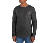 Carhartt Force Relaxed Fit Midweight Long-Sleeve Pocket T-Shirt 104617 Camiseta de Manga Larga con Bolsillo de Peso Medio, Gris (Carbon Heather), Medium para Hombre