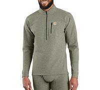 Carhartt Force Tech Quarter-Zip Thermal Base Layer Long Sleeve Shirt Camiseta, Deep Burnt Olive Heather, S para Hombre