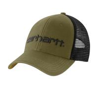 Carhartt Gorra gráfica de lona con logotipo trasero de malla para hombre, Verde bronce oscuro, talla única