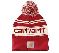 Carhartt Knit Cuffed Logo Beanie, blanco-rojo para Hombres