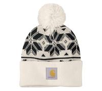 Carhartt Gorro de punto jacquard con pompones para mujer, Leche de avena, Talla única