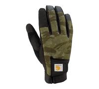 Carhartt Guantes de piel sintética para hombre, alta destreza, sensible al tacto, puños seguros, guantes para climas fríos, camuflaje, talla S