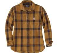 Carhartt Loose Fit Heavyweight Twill Long-Sleeve Plaid Shirt, Camisa con Botones de Utilidad de Trabajo De Las Mujeres, Carhartt Brown,