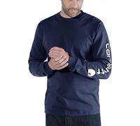 Carhartt, Herren, Lockeres, schweres, langärmliges T-Shirt mit Logo-Grafik auf dem Ärmel, Marineblau, XL