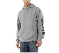 Carhartt Sleeve Logo Hooded Sweatshirt, Sudadera con Capucha Hombre, Gris Jaspeado/Negro, XXL
