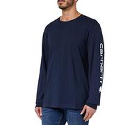 Carhartt, Hombre, Camiseta Con Logotipo Gráfico En La Manga Larga, Tejido Grueso, Ajuste Ligeramente Holgado, Azul marino, M