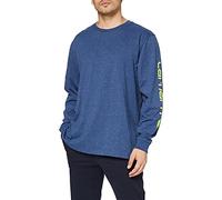 Carhartt, Hombre, Camiseta Con Logotipo Gráfico En La Manga Larga, Tejido Grueso, Ajuste Ligeramente Holgado, Azul cobalto oscuro jaspeado, M