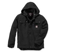 Carhartt, Hombre, Chaqueta Utilitaria En Lona De Algodón Con Efecto Desgastado, Forro De Peluche, Ajuste Ligeramente Holgado, Negro, M