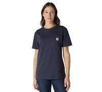 Carhartt K87 Camiseta De Manga Corta Con Bolsillo, Ajuste Holgado, Tejido Grueso Mujer, Azul Marino, S