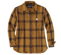 Carhartt Loose Fit Heavyweight Twill Long-Sleeve Plaid Shirt, Camisa con Botones de Utilidad de Trabajo De Las Mujeres, Carhartt Brown,
