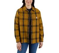 Carhartt Loose Fit Heavyweight Twill Long-Sleeve Plaid Shirt, Camisa con Botones de Utilidad de Trabajo De Las Mujeres, Carhartt Brown,