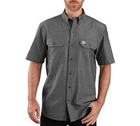 Carhartt Loose Fit Midweight Chambray Short-Sleeve Shirt, Camisa con Botones Work Utility de los Hombres, Black Chambray,