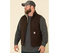 Carhartt Loose Fit Washed Duck Sherpa-Lined Mock-Neck Vest Ropa de Abrigo de Trabajo, Marrón Oscuro, Small Hombres