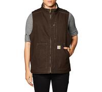 Carhartt Loose Fit Washed Duck Sherpa-Lined Mock-Neck Vest Ropa de Abrigo de Trabajo, Marrón Oscuro, Small Hombres