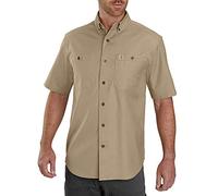 Carhartt Men's Big Big & Tall Rugged Flex Rigby Short Sleeve Work Shirt, Dark Khaki, 3X-Large/Tall