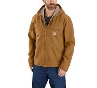 Carhartt Men's Big & Tall Relaxed Fit Washed Duck Sherpa-Lined Jacket, Brown, Medium