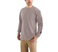 Carhartt Men's Loose Fit Heavyweight Long Logo Sleeve Graphic T-Shirt, Ash Violet Heather, XX-Large