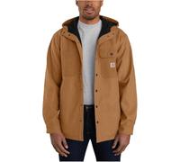 Carhartt Men's Rain Defender Relaxed Fit Heavyweight Hooded Shirt Jacket, Oiled Walnut Heather, Small