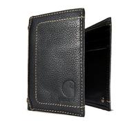 Carhartt Men's Rugged Pebble Leather Wallet, Available in Multiple Styles, Accesorio de Viaje-Billetera de Triple Pliegue Hombre, Negro (Tres Solapas), Talla única