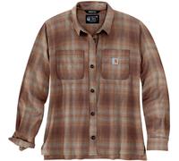 Carhartt Midweight Flannel Camisa de dama, Marrón/blanco, Talla XS