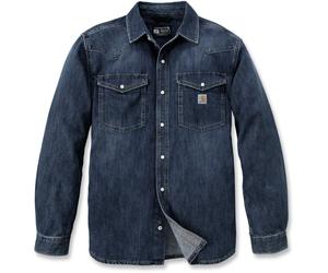 Carhartt Montana Relaxed Fit Denim Long-Sleeve Snap Front Camisa, azul oscuro, Talla M